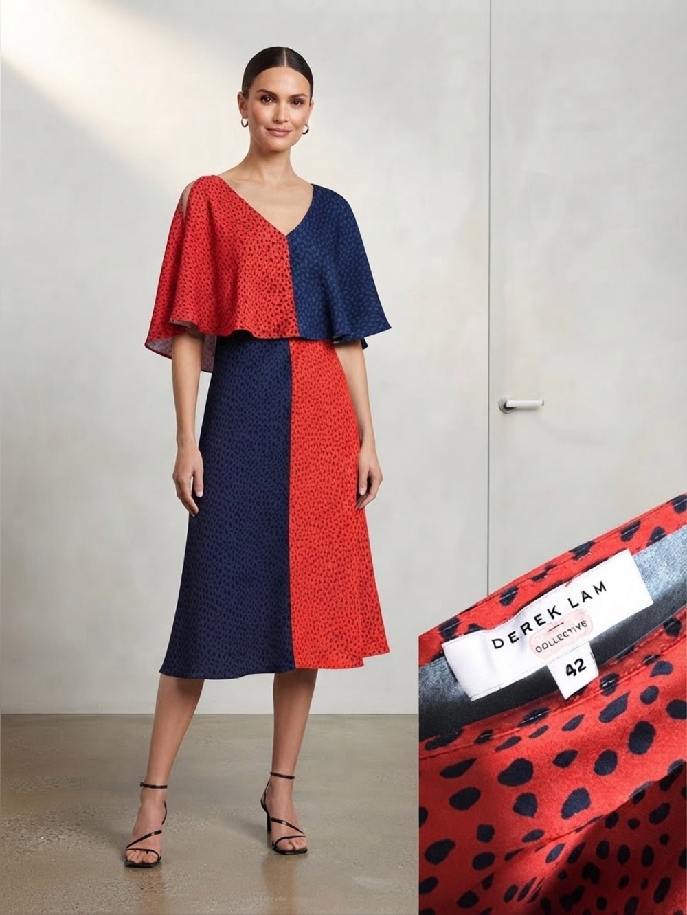 Derek Lam Collective Red/Blue Bicolored Handkerchief Dress
Sz 42 IT / US 6 EUC